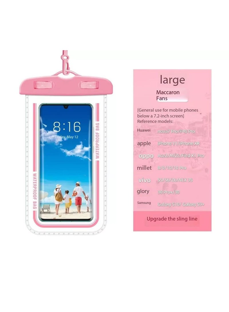 Generic 2-Pack Waterproof Phone Case Pouch Dry Bag, IPX8 Certified 30M Underwater Universal Swimming Dry Bag, Touch-Sensitive Protector for Phones up to 7.2'' - Compatible with iPhone 16/15/Samsung, Underwater Phone Protector Pouch for Beach/Diving/Water Park/Snorkeling（D7-2,Pink）  - Image 2