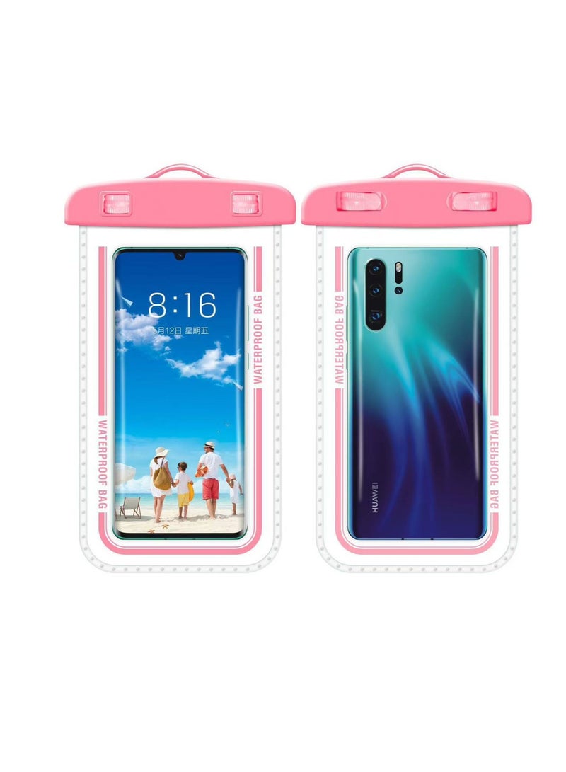 Generic 2-Pack Waterproof Phone Case Pouch Dry Bag, IPX8 Certified 30M Underwater Universal Swimming Dry Bag, Touch-Sensitive Protector for Phones up to 7.2'' - Compatible with iPhone 16/15/Samsung, Underwater Phone Protector Pouch for Beach/Diving/Water Park/Snorkeling（D7-2,Pink）  - Image 1