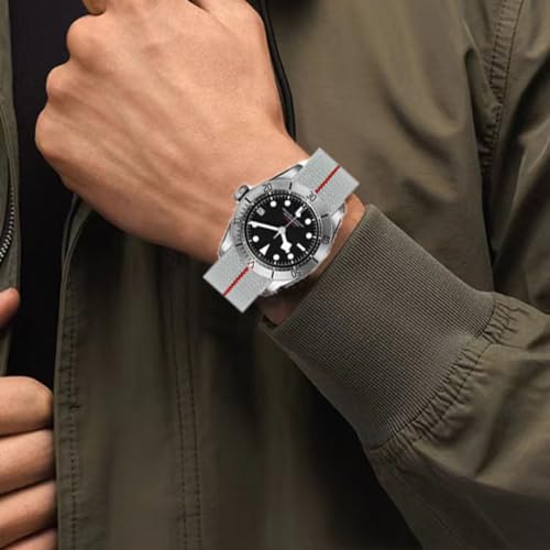 Danxancy French Troops Paratrooper Watchband,Military Elastic Nylon Watch Strap with Hook-and-Loop for Men Women Silver & Black Buckle 18/20/22mm - Image 5