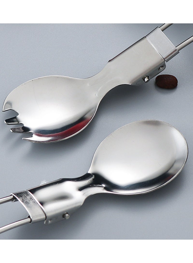 5 in 1 Stainless Steel Camping Utensil Set Portable Folding Picnic Dinner Eating Flatware Picnic Cutlery Set Foldable Camping Utensil Set  - Image 4