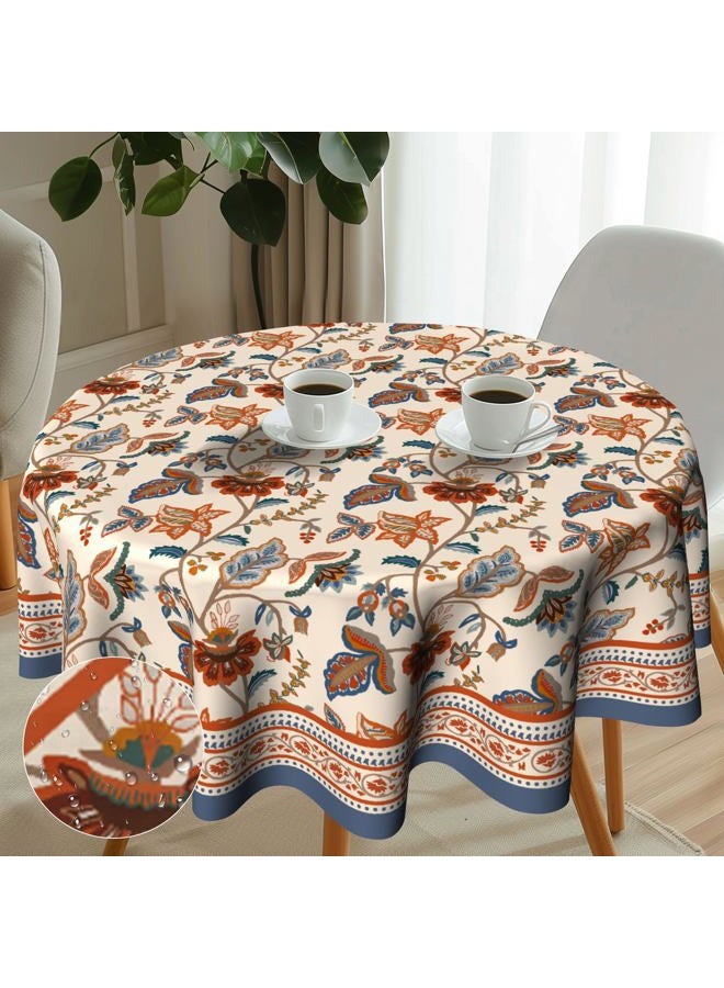 Imiss Floral Round Tablecloth Durable Washable Table Cover Bohemian Blue Red Floral Branches Decorative Farmhouse Table Cloth 60 Inch for Kitchen Dining Party Camping - Image 4