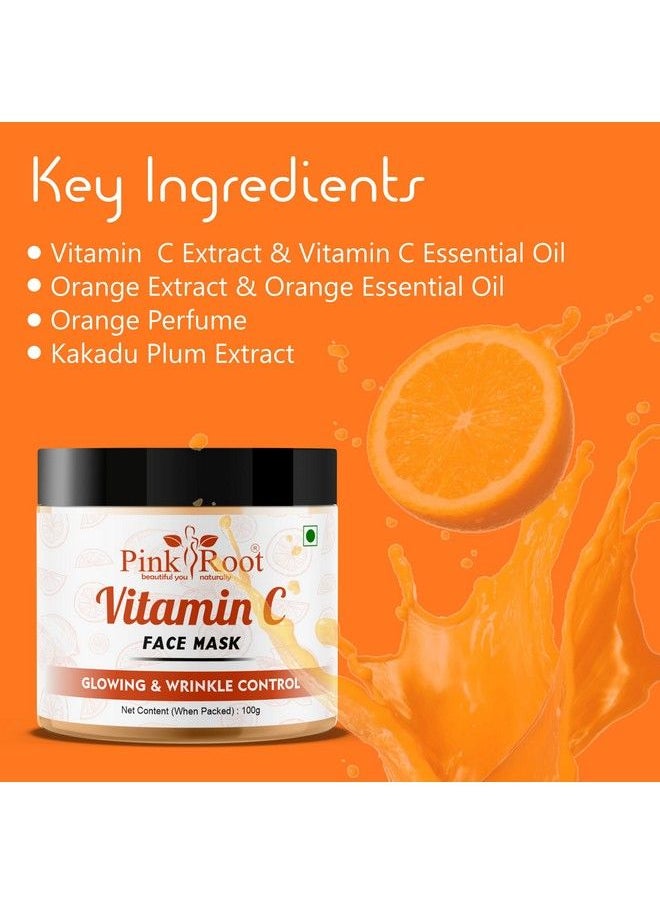 Pink Root Vitamin C Face Mask Antiaging Vitamin C Clay Mask For Rough Skin Clogged Pores Wrinkles Dark Spots For All Skin Type 100Gm  - Image 5