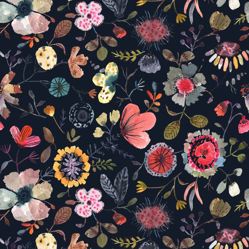 Vintique Wallpaper Peel and Stick Floral Wall Paper Removable Waterproof Blue/Red/Yellow Contact Paper for Bedroom Cabinets Shelf Drawers Renter Friendly 17.3" x 118" - Image 1