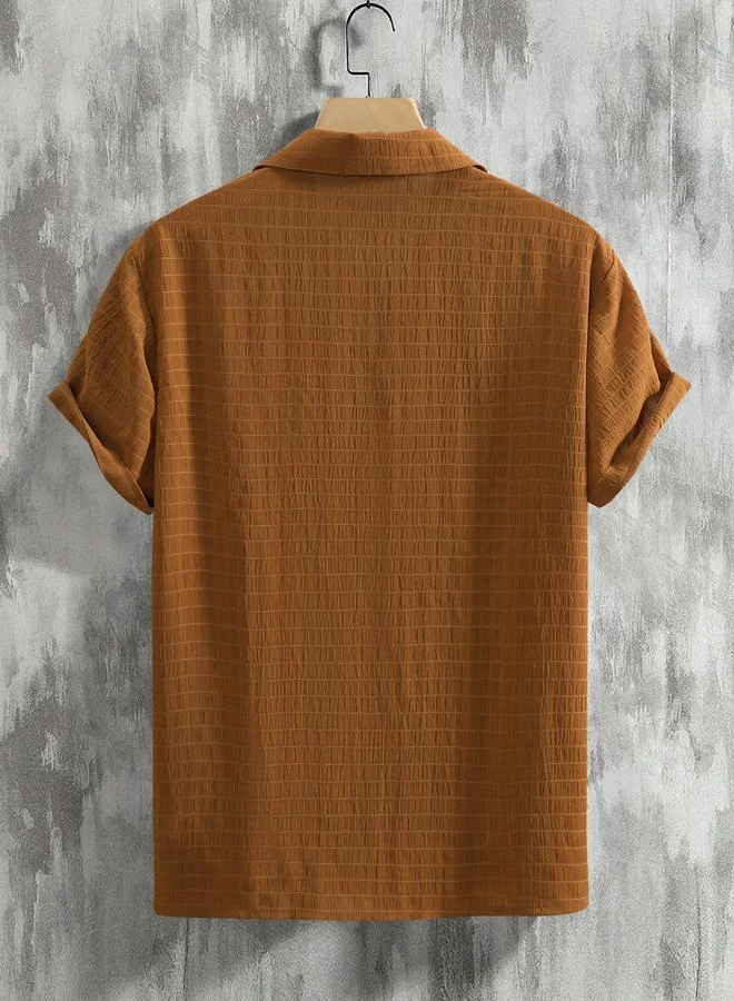 تايك تو Men Plus Size Textured Short Sleeve Shirt