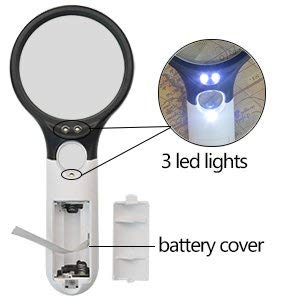ZIVIK Magnifying Glass with 3 Led Light 3X & 45X Big Size Zoom Lenses for Seniors, Book and Newspaper Reading, Eyelash Extensions Magnifier Glass (Black and White) Size :-7.56 X 3.31 - Image 2