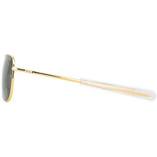 AO Original Pilot Sunglasses - Gold - Calobar Green SkyMaster Glass Lenses - Bayonet Temple - 55-20-140 - Image 2