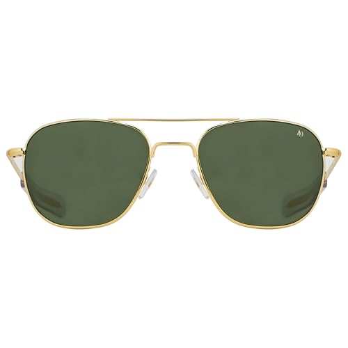 AO Original Pilot Sunglasses - Gold - Calobar Green SkyMaster Glass Lenses - Bayonet Temple - 55-20-140 - Image 3