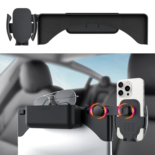 FITALLUS Premium Tesla Phone Mount & Holder for Model Y (2019-2024) & Model 3 (2018-2023),Snap-On Screen Clip with Scratch-Free Felt Base, Solid Alloy Arm - Image 1