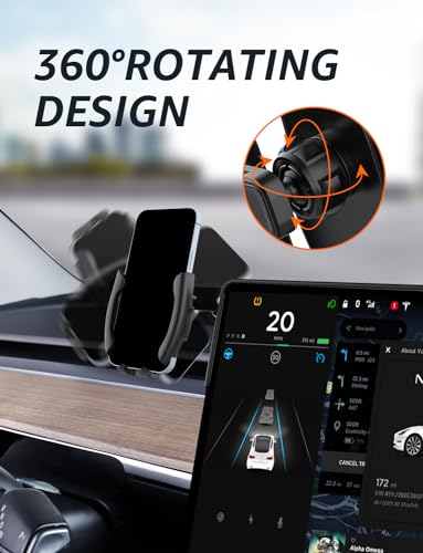 FITALLUS Premium Tesla Phone Mount & Holder for Model Y (2019-2024) & Model 3 (2018-2023),Snap-On Screen Clip with Scratch-Free Felt Base, Solid Alloy Arm - Image 3
