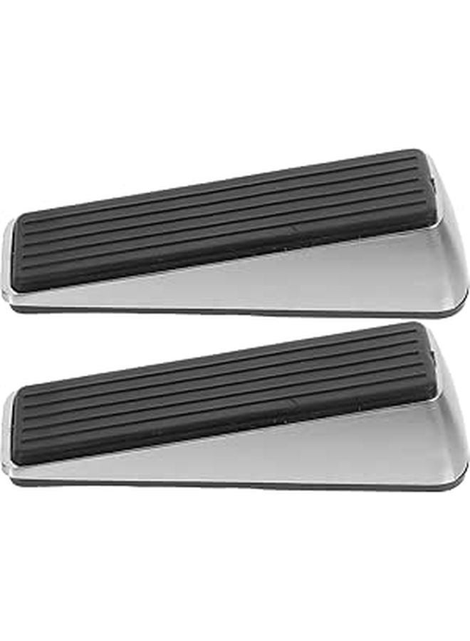 2 Pack Zinc Alloy Door Stop Wedge No Drill Floor Stopper For Home Security And Draft Protection - Image 1