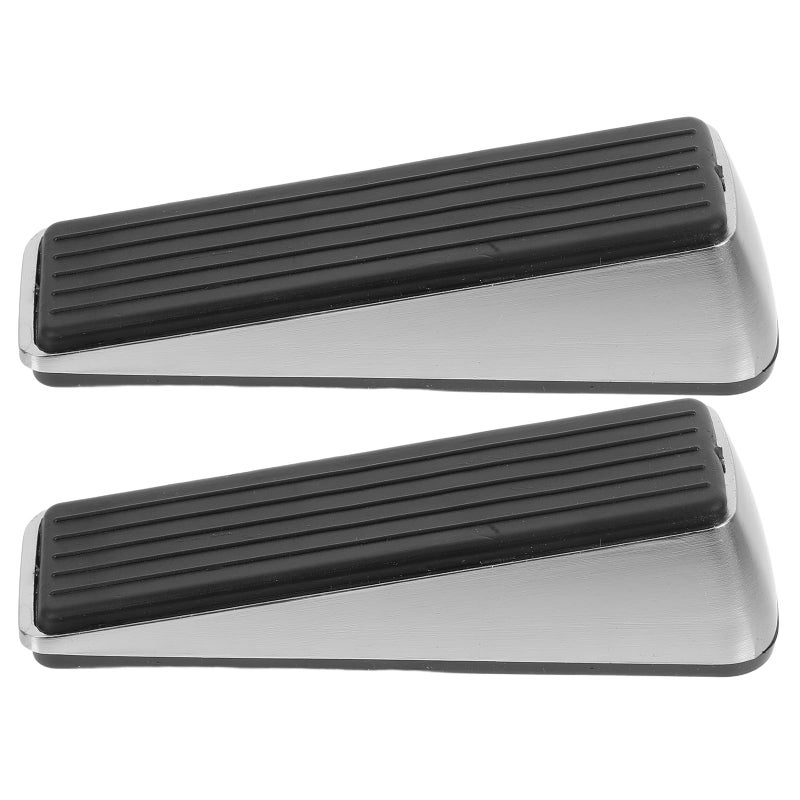 2 Pack Zinc Alloy Door Stop Wedge No Drill Floor Stopper For Home Security And Draft Protection - Image 2