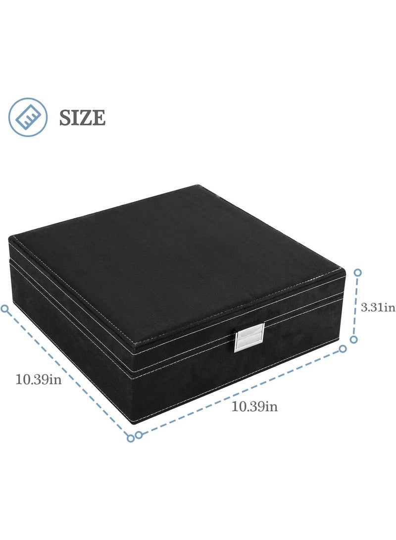 Soofam Jewellery Box Organiser, 2 Tiers Large Jewellery Boxes Storage Cases for Earrings, Bracelets, Rings, Necklaces -Black - Image 3