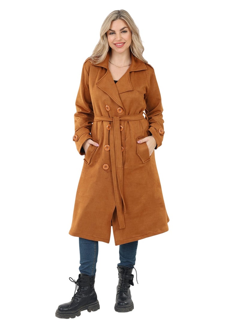 Setr - Suede Trench Padded Coat - Havan - Image 1
