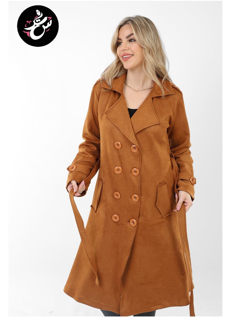 Setr - Suede Trench Padded Coat - Havan - Image 1