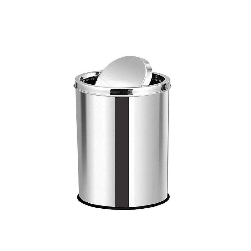 mofna mofna Stainless Steel Swing Type Dustbin Versatile Trashcan Wastebin Recycle Bin for Kitchen Home Office Durable Stylish 8x12 Inch 10 Liter Silver  - Image 1