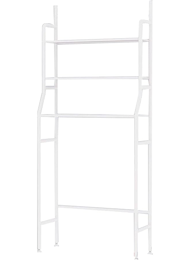 3 Shelf Bathroom Organizer Toilet Rack with Over The-Toilet Shelf Space Saver Toilet Paper Holder Easy Assembly Corner Freestanding Laundry Shelves Adjustable Height Towels Plants Books (White)  - Image 1