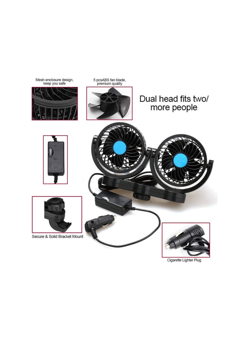 Generic - Electric Car Fans for Rear Seat Passenger Portable Car Seat Fan, 4 Inches 12V Headrest 360° Rotatable Backseat Car Cooling Air Fan with Lighter Plug for Vehicles, SUV, RV, Boat - Image 1