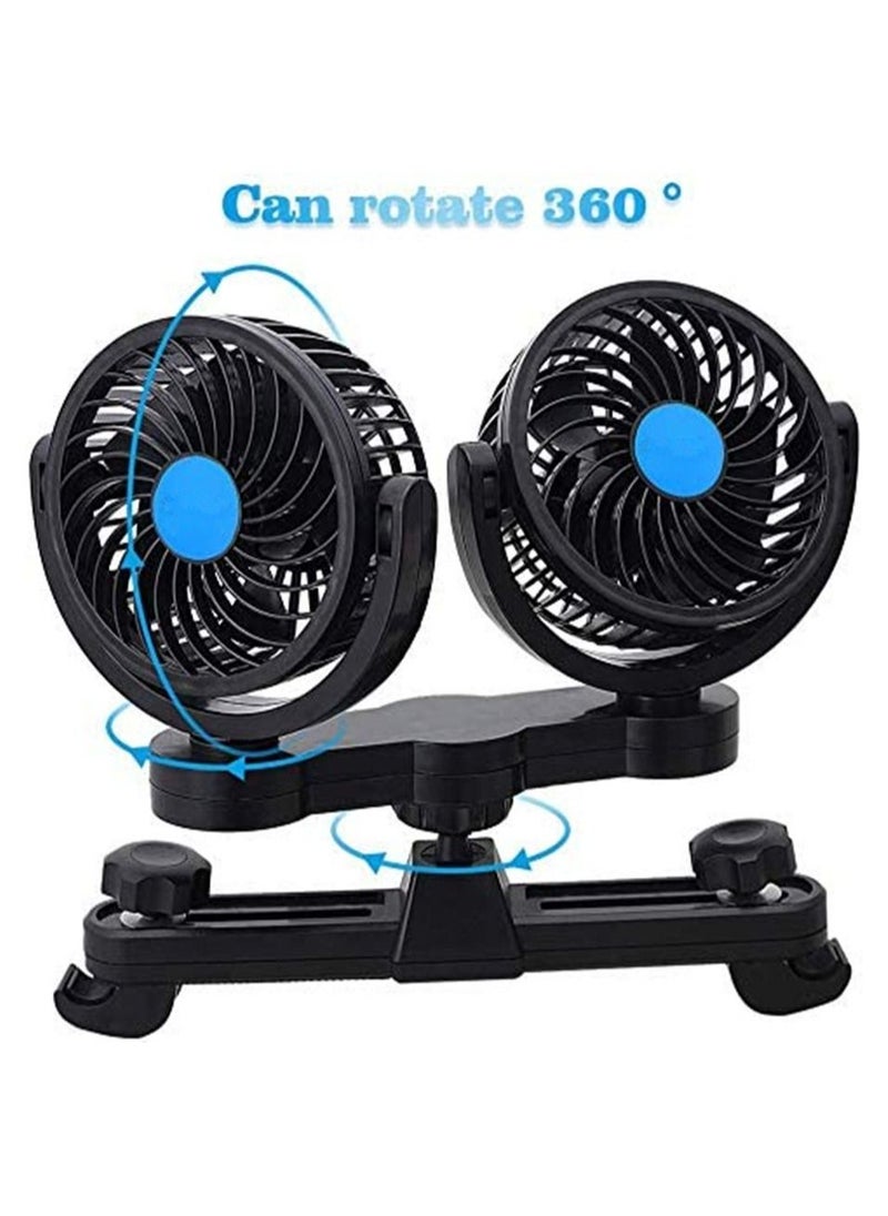 Generic - Electric Car Fans for Rear Seat Passenger Portable Car Seat Fan, 4 Inches 12V Headrest 360° Rotatable Backseat Car Cooling Air Fan with Lighter Plug for Vehicles, SUV, RV, Boat - Image 1