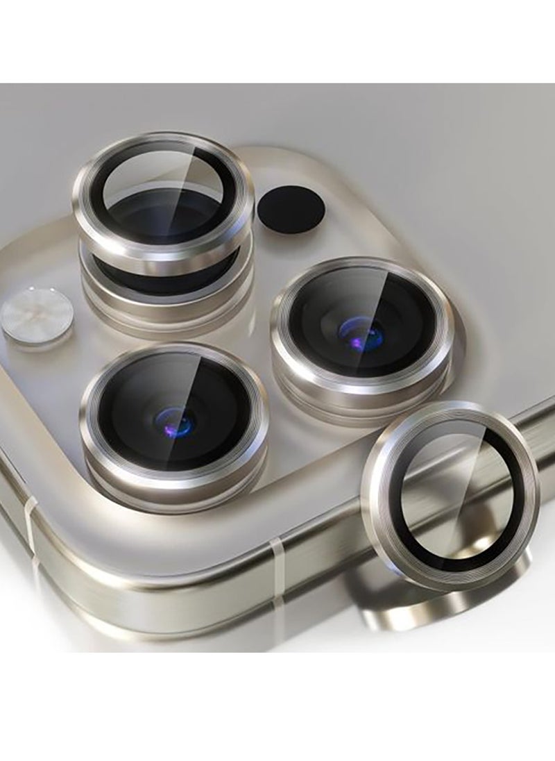 Camera Lens Protector For IPhone 16 Pro Max & 16 Pro Tempered Glass Aluminum Alloy - Titanium