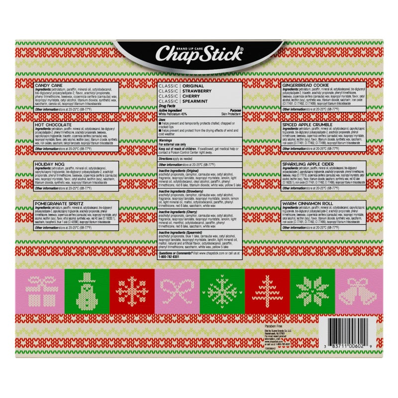 chapstick تقويم تشابستيك 2025 - العد التنازلي الدافئ لعيد الميلاد، مجموعة متنوعة من مرطب الشفاه 12 قطعة، هدية عطية للنساء والرجال والمراهقين وزملاء العمل والجد والجدة، 0.15 أوقية لكل قطعة - Image 5