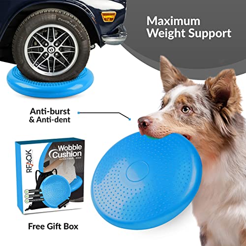 RFAQK Inflated Air Stability Wobble Cushion - Wiggle Seat to Improve Sitting Posture & Attention, Stability Balance Disc for Physical Therapy Exercise [Extra Thick, Pump, Bag, E-Book Included] (Blue) - Image 2