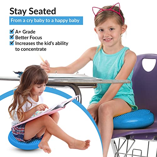 RFAQK Inflated Air Stability Wobble Cushion - Wiggle Seat to Improve Sitting Posture & Attention, Stability Balance Disc for Physical Therapy Exercise [Extra Thick, Pump, Bag, E-Book Included] (Blue) - Image 5