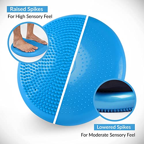 RFAQK Inflated Air Stability Wobble Cushion - Wiggle Seat to Improve Sitting Posture & Attention, Stability Balance Disc for Physical Therapy Exercise [Extra Thick, Pump, Bag, E-Book Included] (Blue) - Image 3