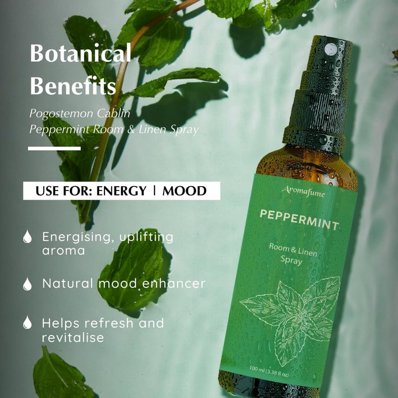 Aromafume Aromafume Peppermint Room Linen Pillow Spray100Ml338 Fl OzWith Pure Peppermint Essential OilAromatherapy Spray For Relaxation Sleep Stress ReliefMist For Bedding Fabrics  - Image 2