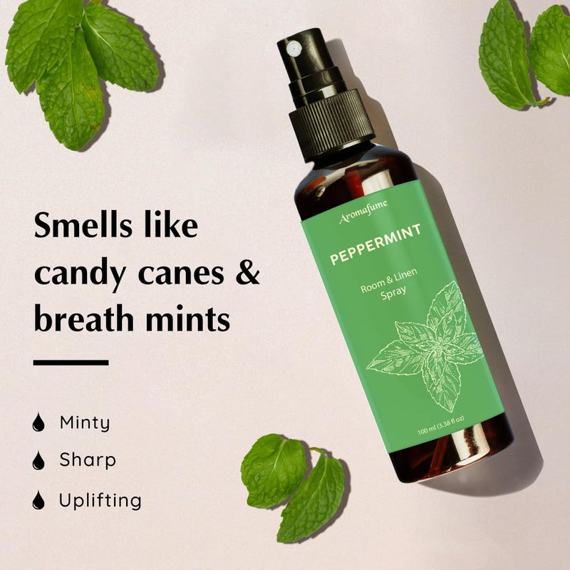 Aromafume Aromafume Peppermint Room Linen Pillow Spray100Ml338 Fl OzWith Pure Peppermint Essential OilAromatherapy Spray For Relaxation Sleep Stress ReliefMist For Bedding Fabrics  - Image 3