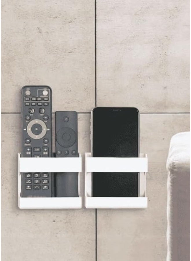 قطعتين صندوق تخزين جهاز التحكم مثبت على الحائط متعدد الاغراض لريموت كنترول , جوال للمنزل والمكتب والمدرسة - أبيض - Image 1