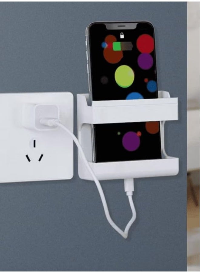 قطعتين صندوق تخزين جهاز التحكم مثبت على الحائط متعدد الاغراض لريموت كنترول , جوال للمنزل والمكتب والمدرسة - أبيض - Image 3