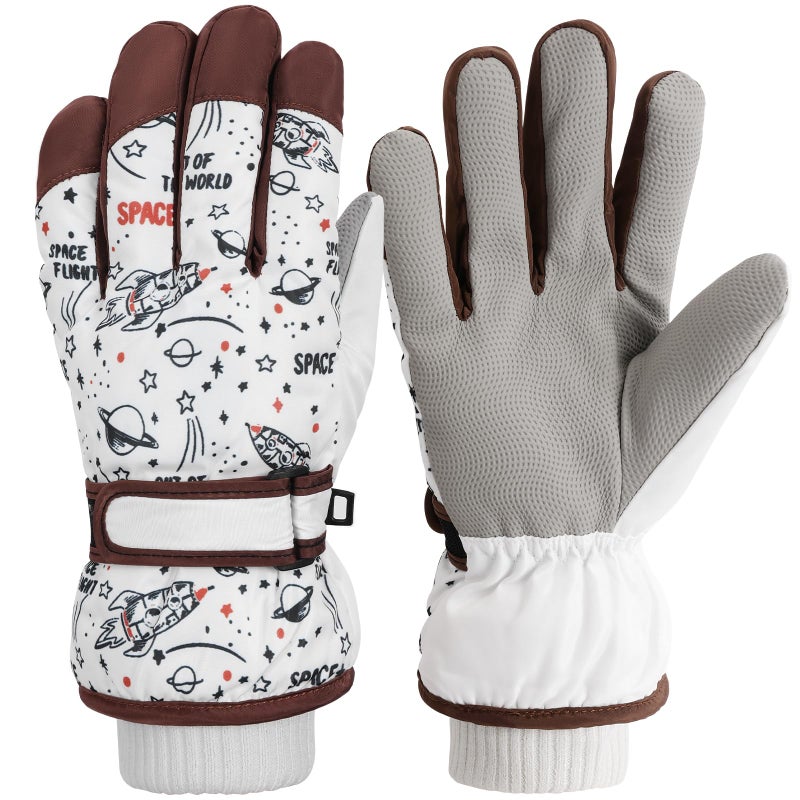 coclothy Kids Winter Snow Ski Gloves for Boys Girls Children, Snowboard Waterproof Outdoor Warm Fleece Gloves for Cold Weather - Image 1