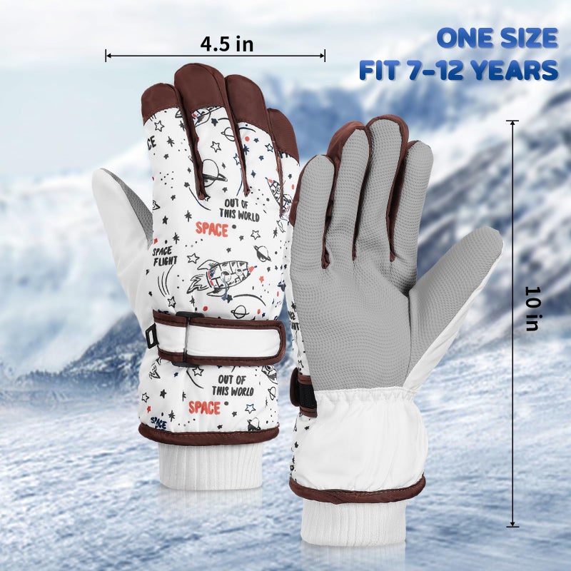 coclothy Kids Winter Snow Ski Gloves for Boys Girls Children, Snowboard Waterproof Outdoor Warm Fleece Gloves for Cold Weather - Image 5