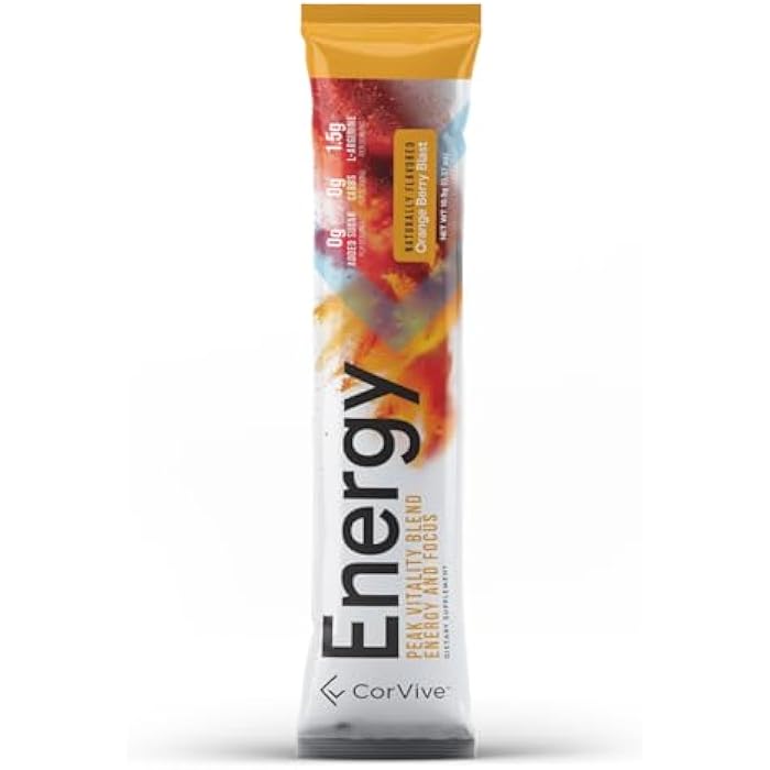 CorVive Energy Drink Mix Variety Pack - Natural Energy & Focus Supplement with Carnosyn®, Ashwagandha, L-Arginine, Theobromine - Zero Sugar, 5 Calories, 120mg Caffeine - Image 4