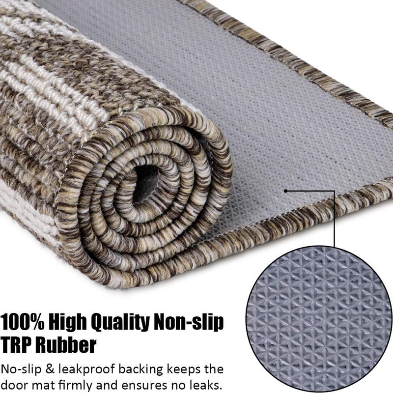Aoonby Indoor Doormat 24""x 36""  Absorbent Front Back Door Mat Floor Mats  Rubber Backing Non Slip Door Mats Inside Mud Dirt Trapper Entrance Front Door Rug Carpet  Machine Washable Low Profile-Brown Geome - Image 5