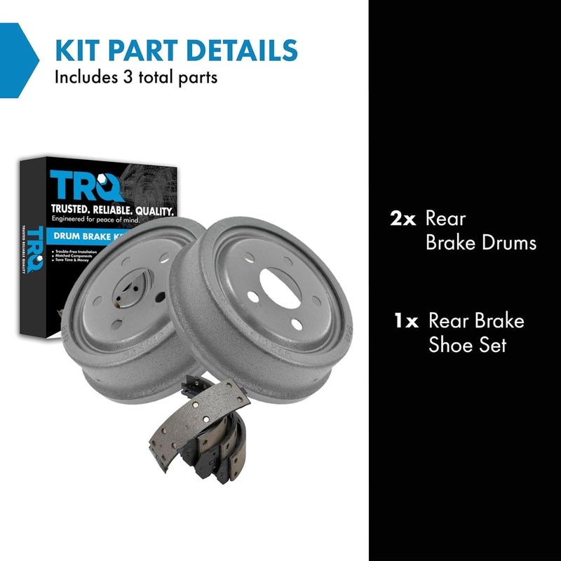 TRQ Rear Brake Drums & Shoes Kit Set Compatible with Buick Chevy Oldsmobile Pontiac - Image 2