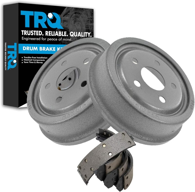 TRQ Rear Brake Drums & Shoes Kit Set Compatible with Buick Chevy Oldsmobile Pontiac - Image 1