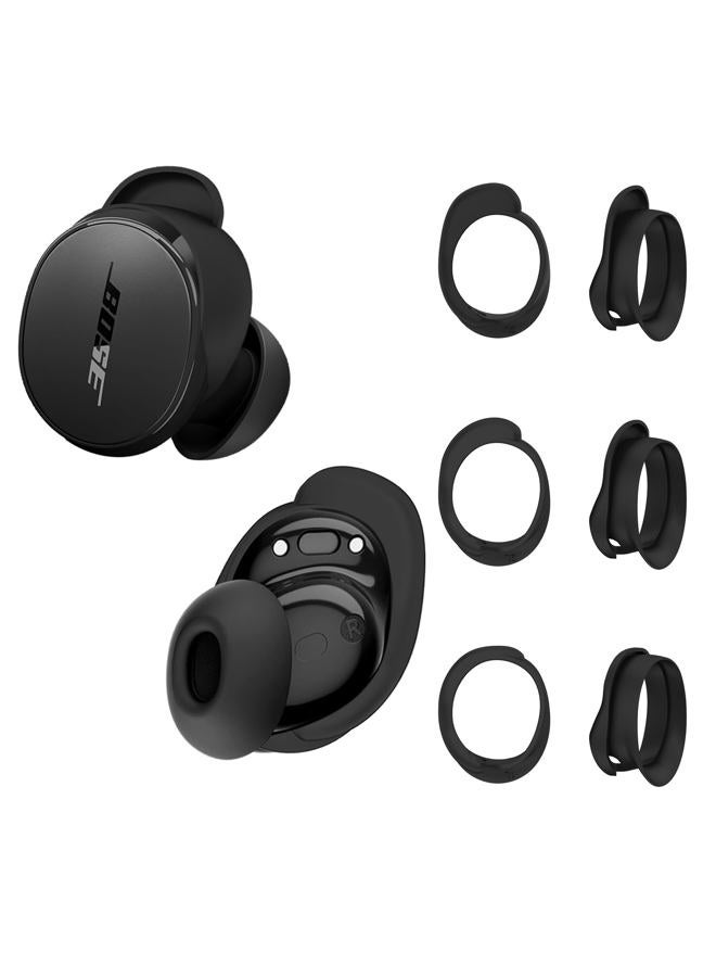 TUDIOW [3 Pairs] Ear Tips Covers for New Bose QuietComfort Earbuds, Sport Anti-Slip EarTips Silicone Anti Scratches Replacement Ear Covers Earbuds Accessories (S/M/L) (Black) - Image 1