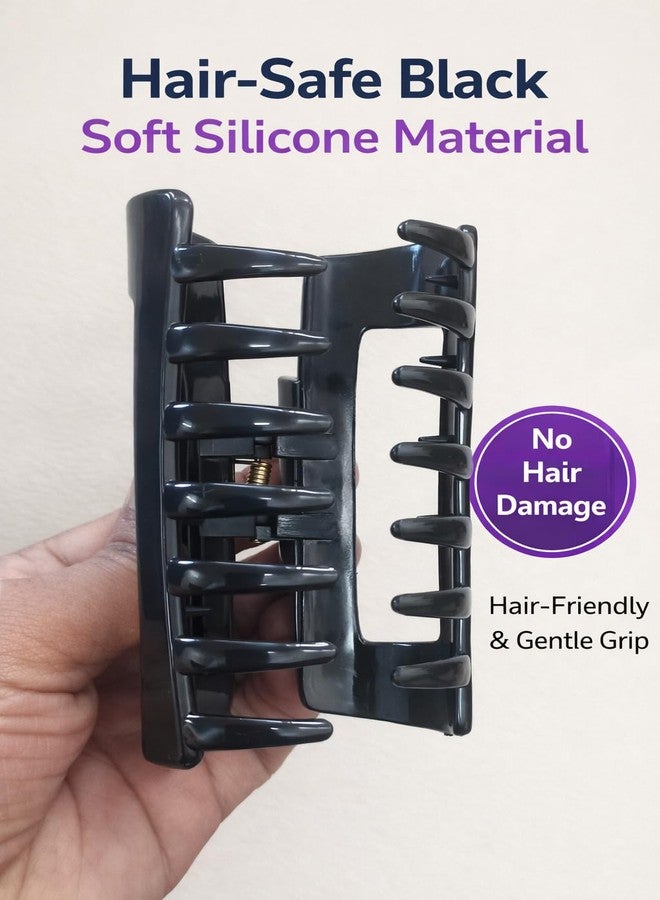 إيثيو مشابك شعر على شكل فراشة من السيليكون من إيثيو للفتيات والسيدات | مشابك صغيرة ناعمة مانعة للانزلاق | إكسسوارات شعر سوداء لطيفة للأطفال | قبضة قوية ومريحة للاستخدام اليومي (2، أسود) - Image 3