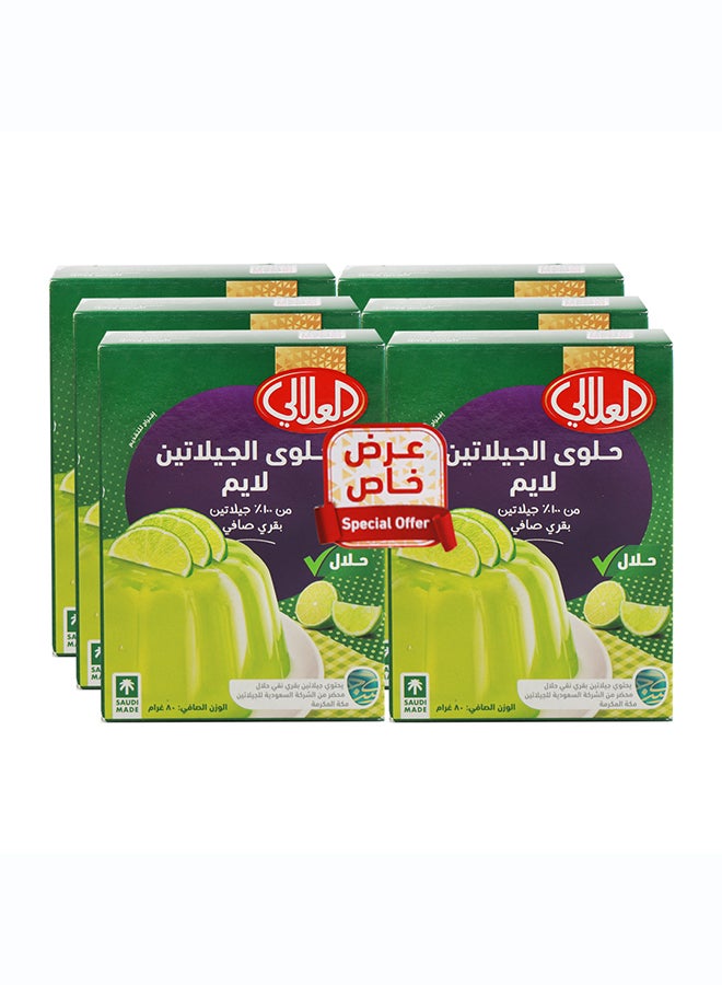 Al Alali Gelatin Dessert Lime 80 g (Pack of 6)
