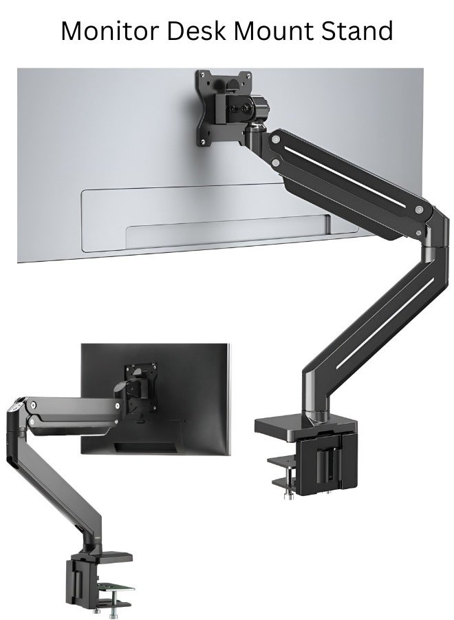 Adjustable Arm Computer Monitor Desk Mount Stand with Gas Spring Ultrawide to 32-inch Flat/Curved Computer Screens Heavy Duty Aluminum Support 19.8lbs Grommet Mounting Base