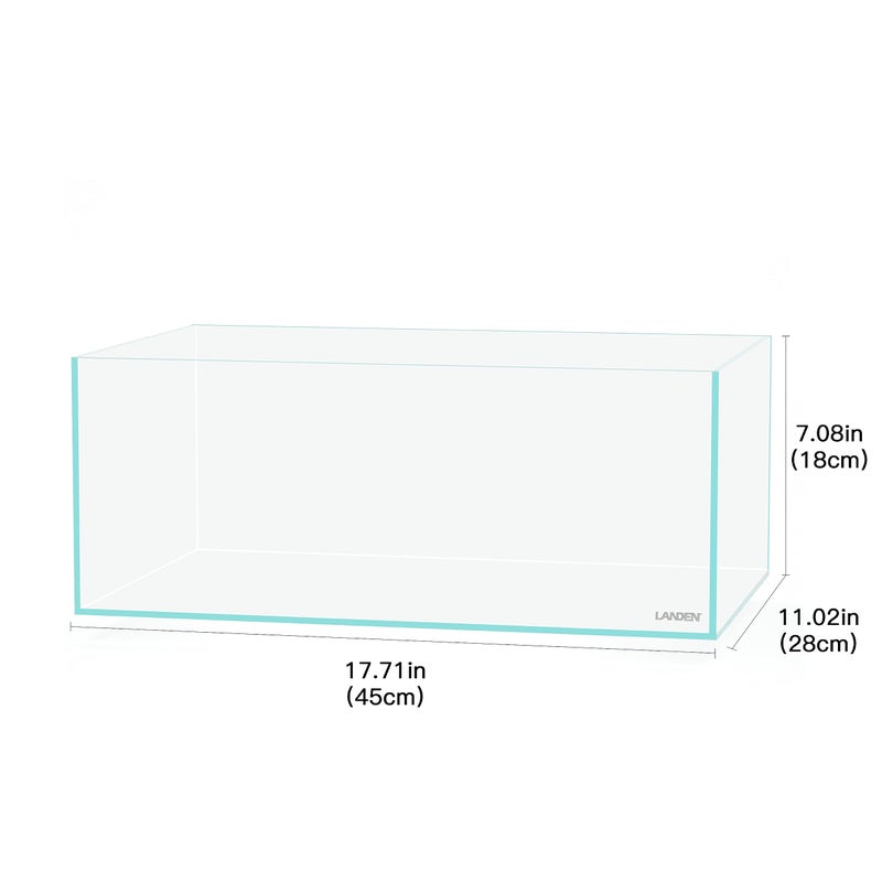 LANDEN 45S 5.4 Gal Shallow Tank, Shallow Fish Tank, Rimless Low Iron Tank W17.7Ã—D11Ã—H7.1 in(45x28x18cm); 5mm Thickness Aquascape Fish Tank, Black Leveling Mat Included - Image 3