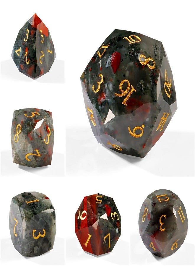 FEBOTE Unique Gemstone Dice Set 7PCS, Handmade Natural Stone Polyhedral DND Dice with Premium Gift Case for Board Game Lovers Birthday Gift - Image 3