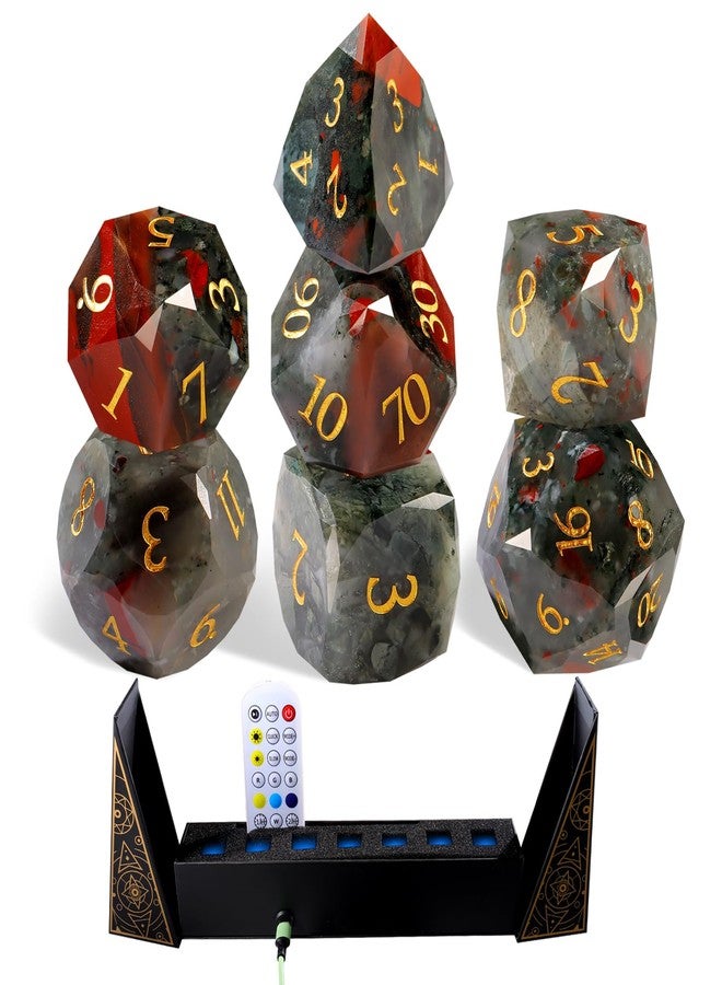 FEBOTE Unique Gemstone Dice Set 7PCS, Handmade Natural Stone Polyhedral DND Dice with Premium Gift Case for Board Game Lovers Birthday Gift - Image 1