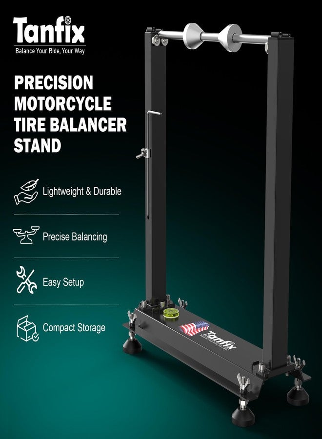 Tanfix Motorcycle Wheel Balance Stand, Heavy-Duty Single-Axle Wheel Balancing Tool for Static & Dynamic Tire Alignment - Image 3