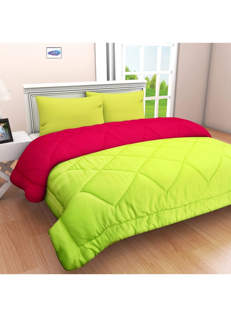 SHOPINGTRADE SHOPINGTRADE Cotton Reversible Comforter Double Bed Pink Green 200 GSM  - Image 4