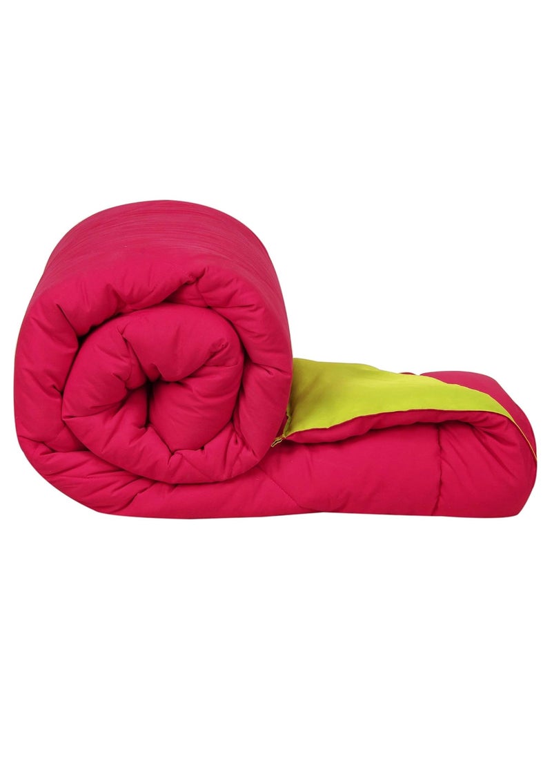 SHOPINGTRADE SHOPINGTRADE Cotton Reversible Comforter Double Bed Pink Green 200 GSM  - Image 1
