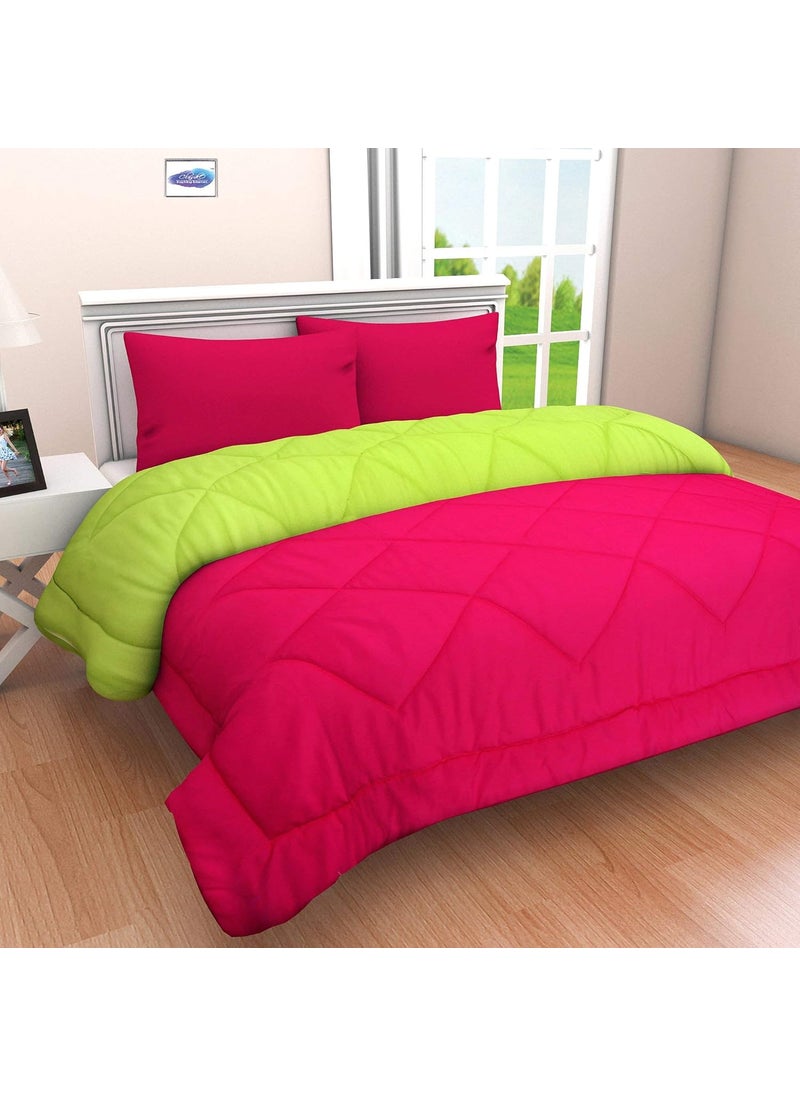 SHOPINGTRADE SHOPINGTRADE Cotton Reversible Comforter Double Bed Pink Green 200 GSM  - Image 2