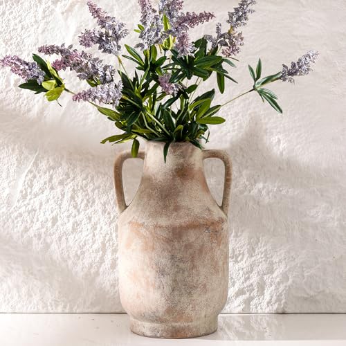 Mitt&Ditt Ceramic Flower Vase with Handles, 11 inch Tall Vase for Centerpieces, Large Decorative Terracotta Vases, Farmhouse Rustic Vases for Home Decor, Living Room, Table, Neutral - Image 4