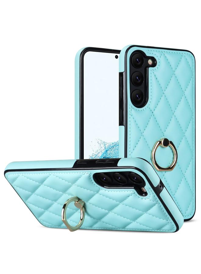 S-TOP Case For Samsung Galaxy S23 5G Rhombic PU Leather Phone Case with Ring Holder - Image 1